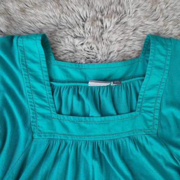 Apt. 9 Square Neck Glitter Sleeve Empire Waist Top Green Women's Size Medium - Picture 5 of 11
